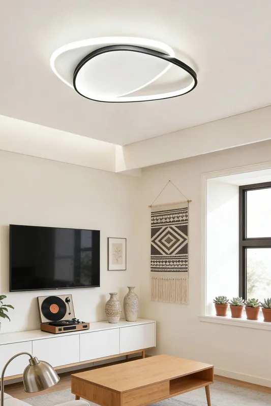 Living and Home Unisex Indoor Triangular LED Ceiling Light in Black Black female