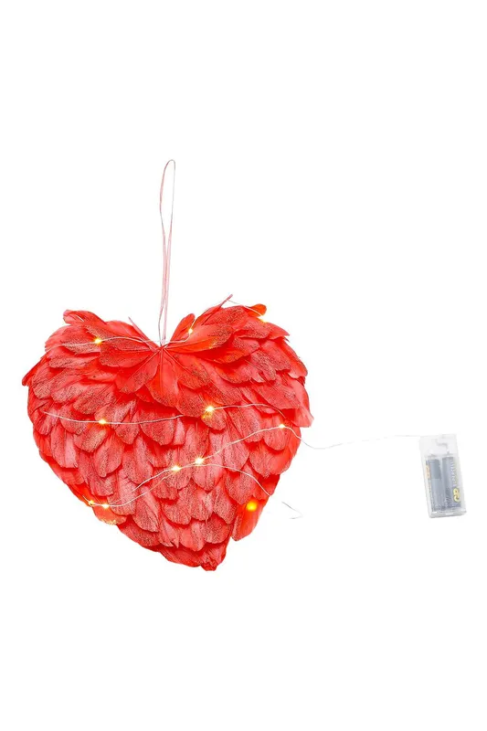 Living and Home LED Light Red Feather Creative Hanging Ornament - Red