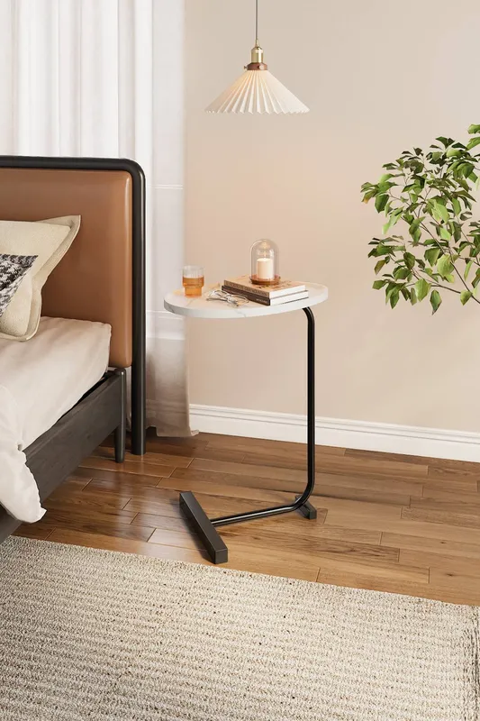 Living and Home Unisex Metal Side Table w/ E1 Mdf Tabletop in White White One Size female