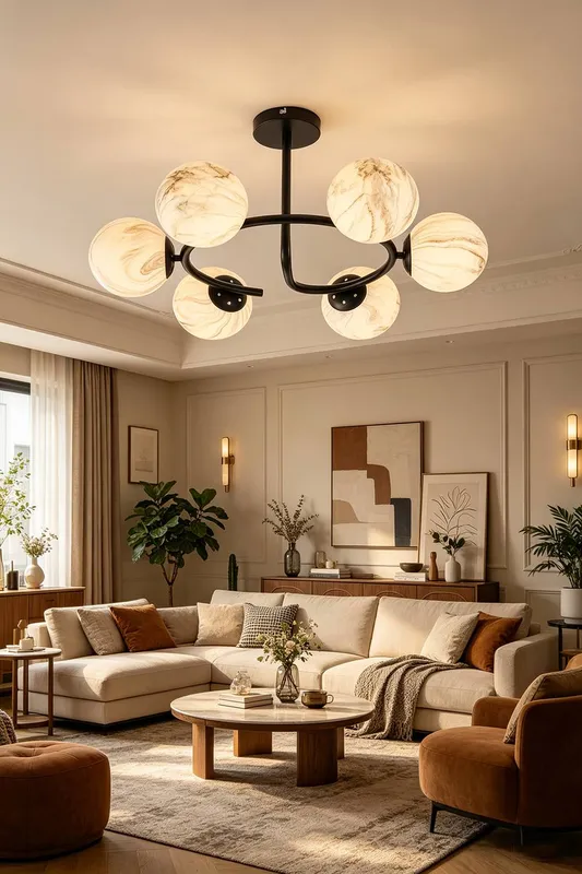 Living and Home Modern Ceiling Light in Black - Black