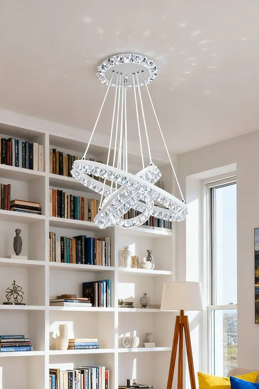 Living and Home Modern LED Pendant Light Chandelier in Silver Silver