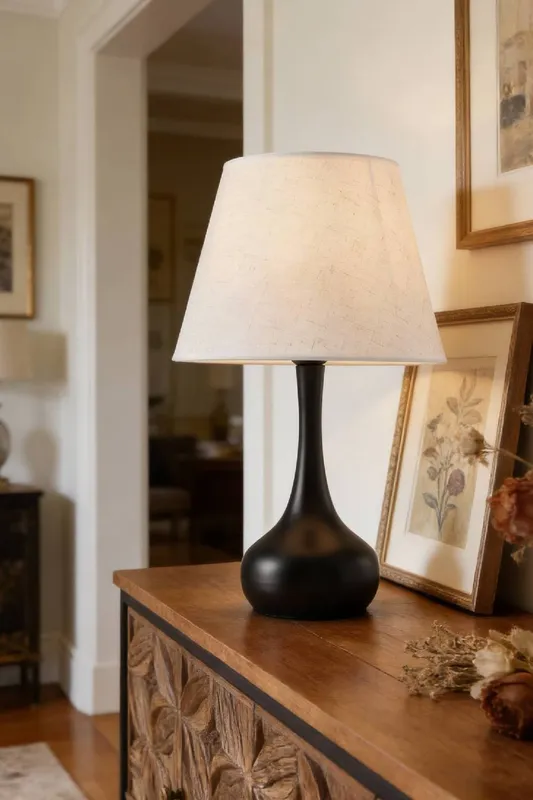 Living and Home Modern Table Lamp in Black - Black