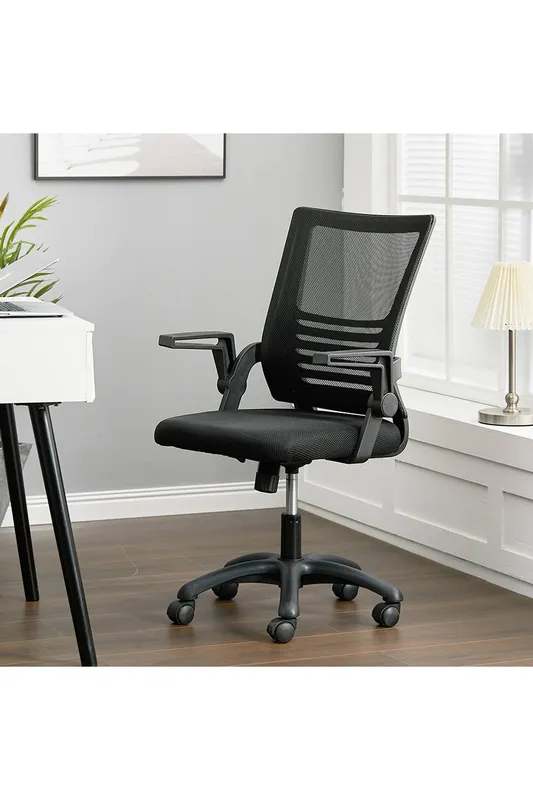 Living and Home Office Desk Swivel Chair Computer Ergonomic Chair in Black Black