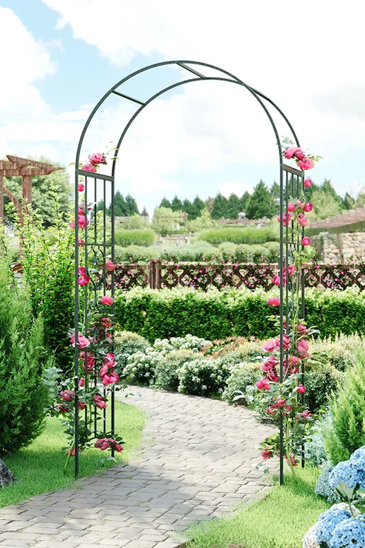 Living and Home Unisex Outdoor Garden Black Metal Arch Black One Size female