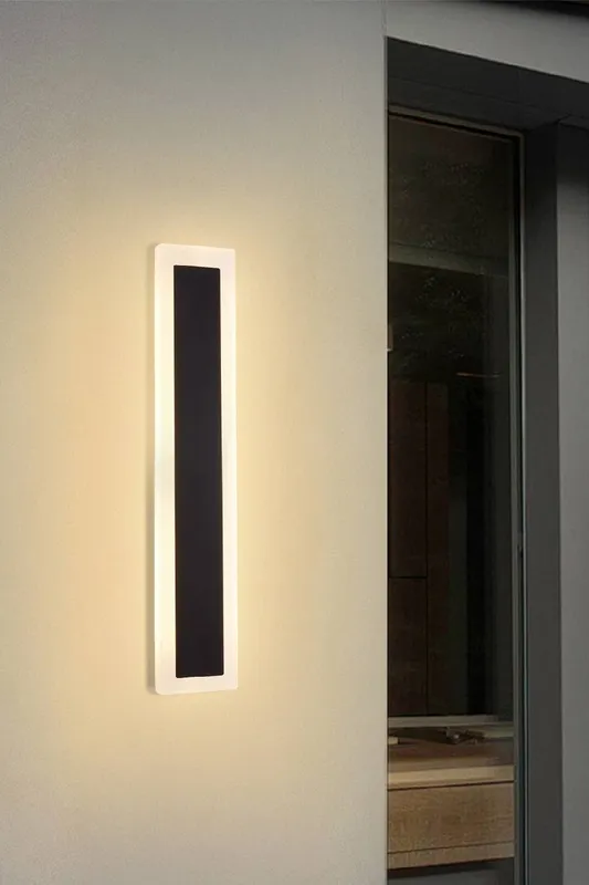 Living and Home Outdoor Long LED Wall Light with Cord in Black - Black