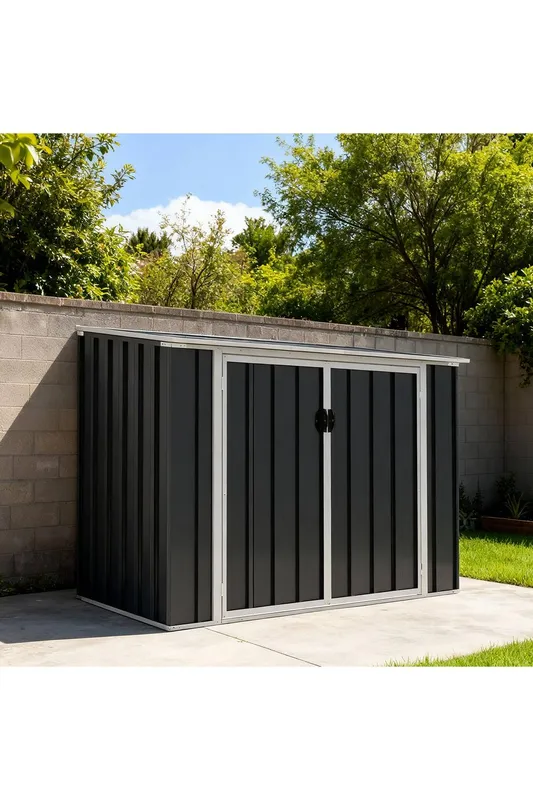 Living and Home Outdoor Storage Shed for Rubbish Bin in Grey - Grey