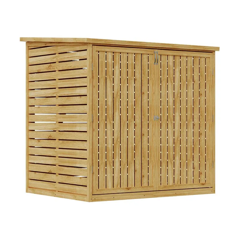 Living and Home Unisex Outdoor Trash Bin Storage Shed in Natural Natural female