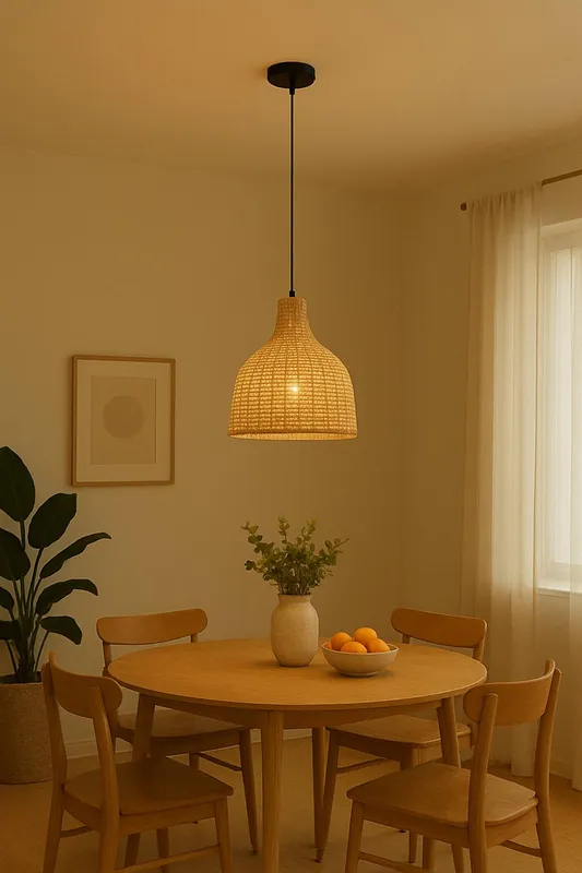 Living and Home Rattan-Woven Pendant Light in Natural Natural
