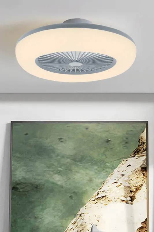 Living and Home Round Acrylic Ceiling Fan with LED Light in Grey - Grey