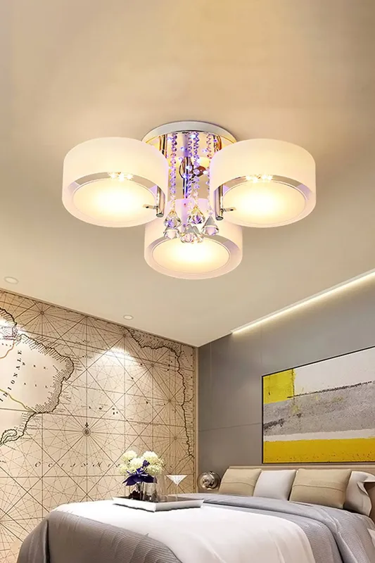 Living and Home Unisex Round LED Semi Flush Mount Light in White White female