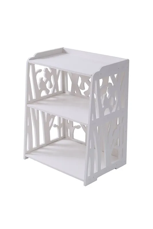 Living and Home Rustic Small White Bedside Table - White