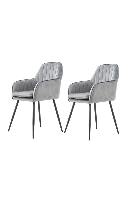 Living and Home Set of 2 Upholstered Dining Chairs in Grey Grey