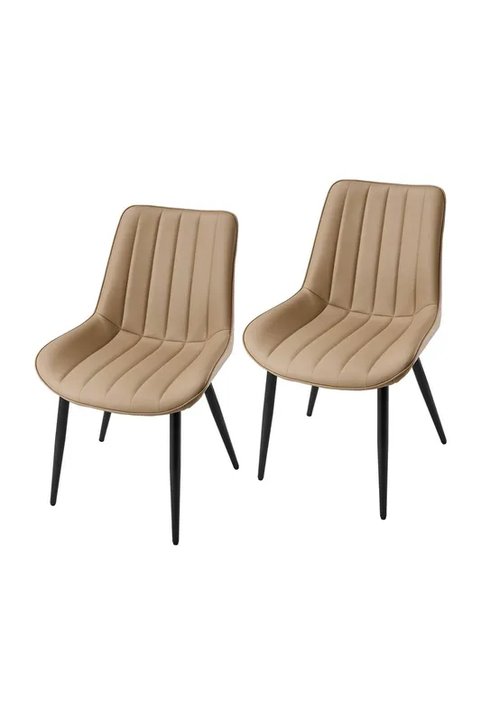Living and Home Set of 2 Upholstered Dining Chairs in Light Brown Light Brown