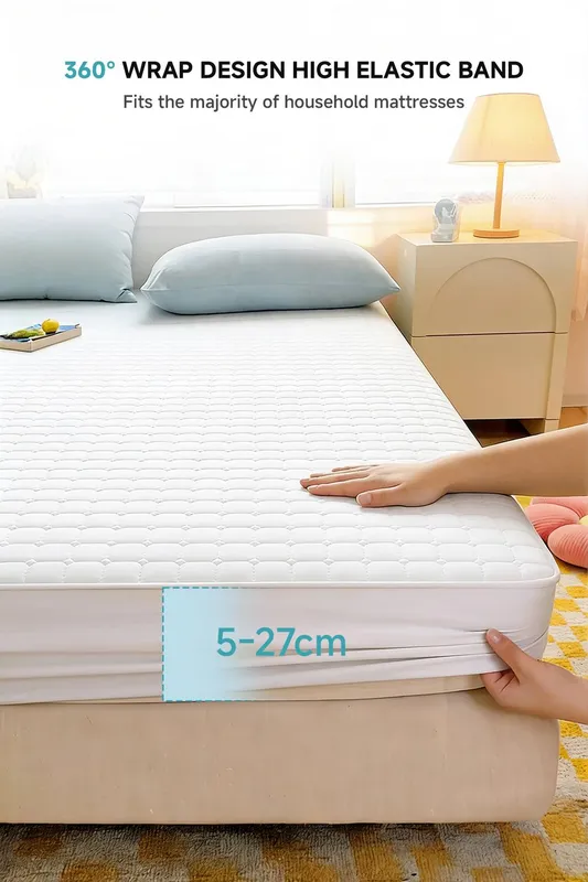 Living and Home Unisex Soft Deep Fit White Quilted Fitted Sheet Size: Double Fitted White Double Fitted female
