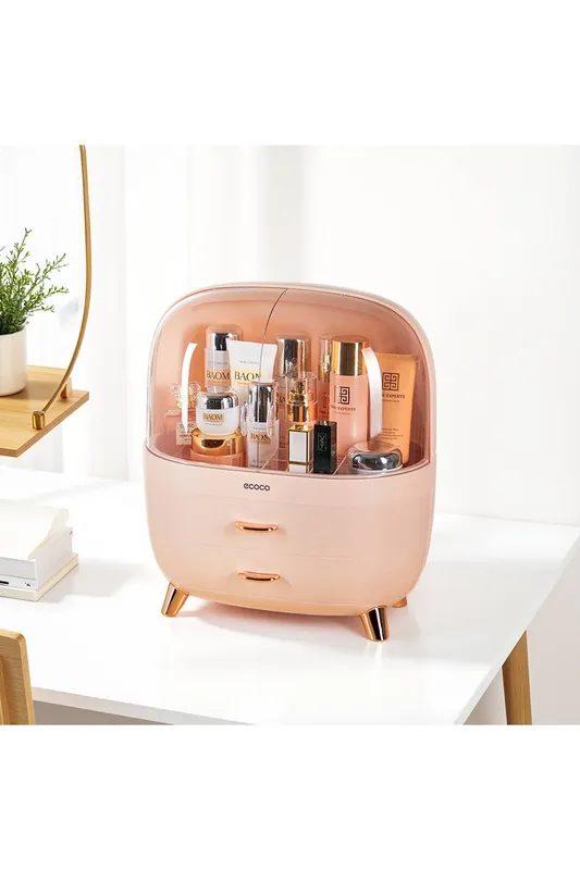 Living and Home Unisex Stylish Transparent Makeup Organizer w/ Drawers in Pink Pink female