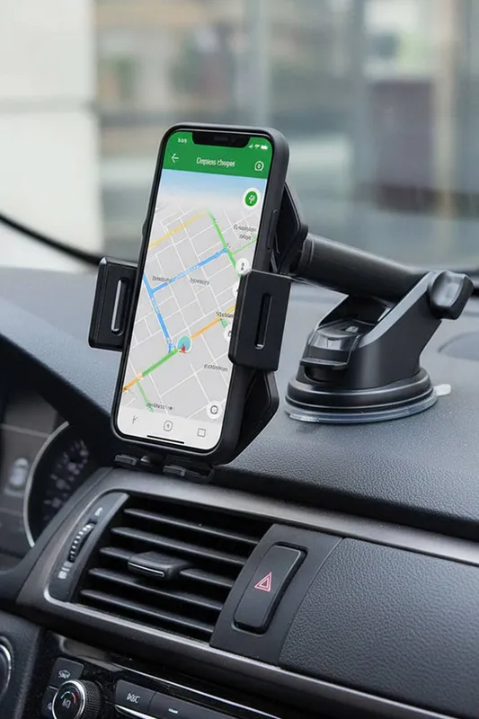 Living and Home Unisex Suction Cup Wireless Car Charger Phone Holder w/ Vent Mount Clip in Black Black female