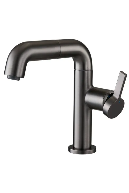 Living and Home Swivel Metal Basin Mixer Tap with Single Lever in Grey Grey
