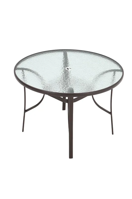 Living and Home Tempered Glass Steel Garden Dining Table in Brown - Brown