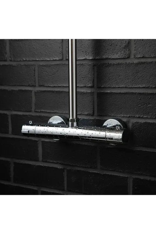 Living and Home Wall-mounted Thermostatic Shower Mixer in Silver - Silver