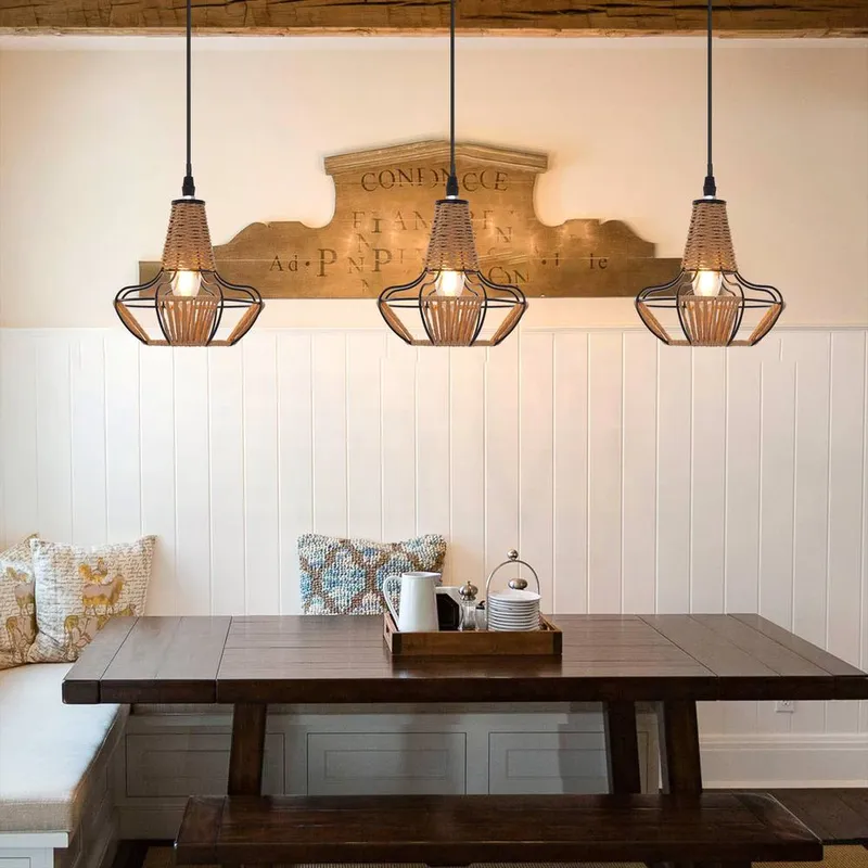 Living and Home Woven Rattan Cage Pendant Light for Natural Charm Natural