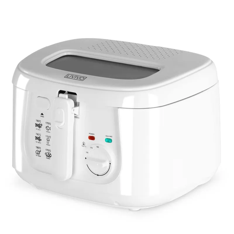 Livivo 2.5L Deep Fat Fryer - Non-stick Surface, Mesh Frying Basket & Accessories Included in White - White - Size: One Size