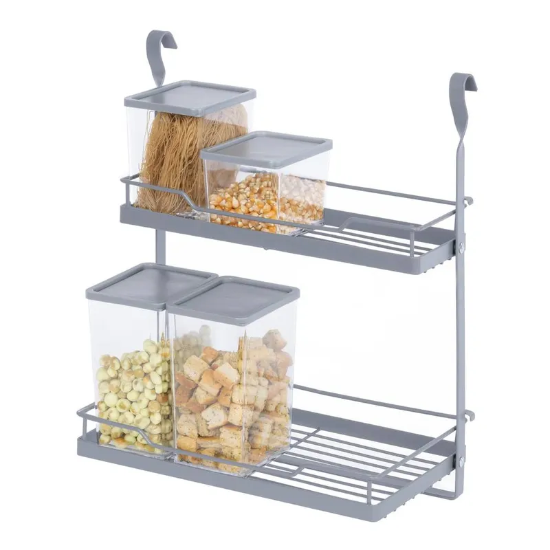 Livivo 2-Tier Hanging Spice Rack in Grey Grey