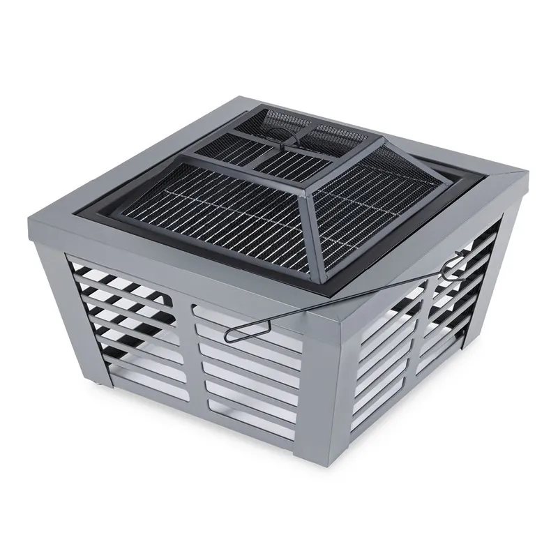 Livivo 30" Venetian Outdoor Fire Pit with Bbq Grill in Black Black