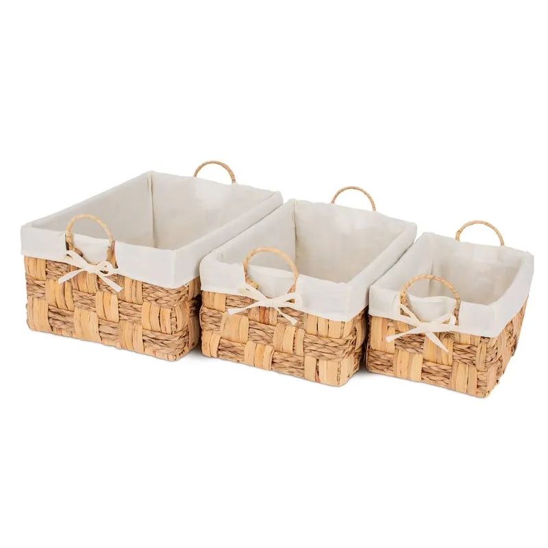 Livivo Unisex 3PC Seagrass & Water Hyacinth Weave Storage Baskets in Natural Natural female