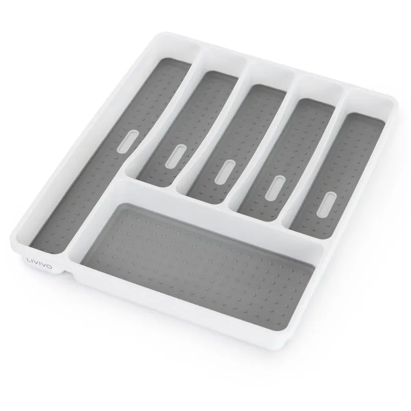 Livivo 6 Compartment Cutlery Tray in White - White - Size: One Size