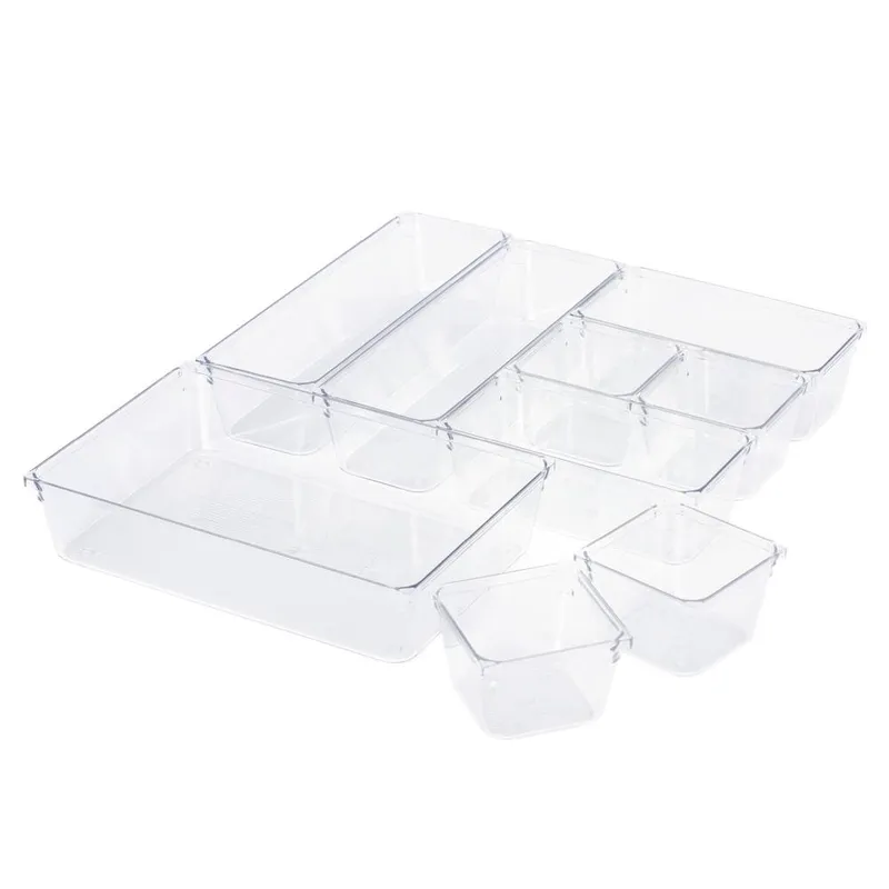 Livivo 9-Piece Drawer Desk Fridge Organiser Set in Clear Clear