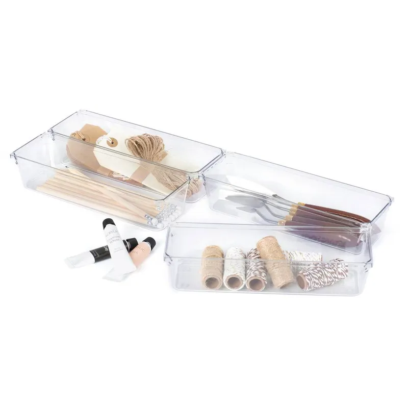 Livivo Clear Stackable Storage Organisers - Set of 4 Size: Medium Clear M
