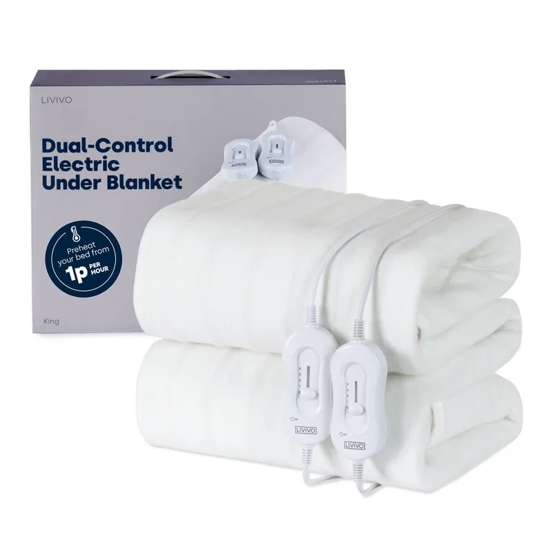 Livivo Dual-Control Electric Under-Blanket - King in White White