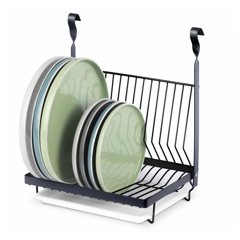 Livivo Unisex Hanging Dish Rack w/ Integrated Drain Tray in Black Black female