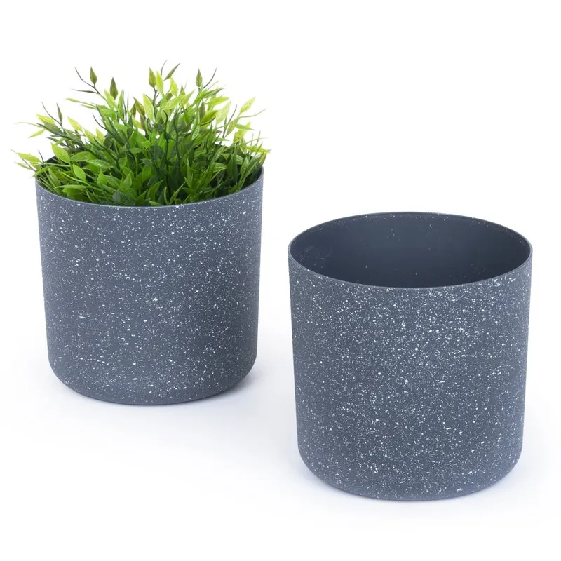 Livivo Indoor Plant Pots - Set of 2, 18cm in Black - Black