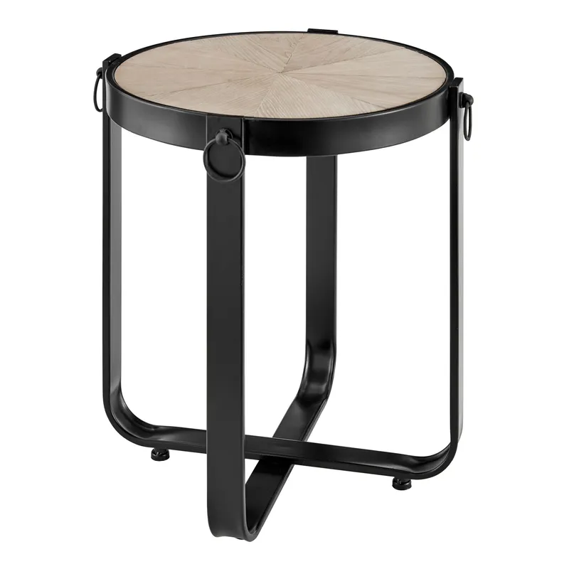 Livivo Unisex Kori Wood/Metal Round Side Table in Natural Natural One Size female