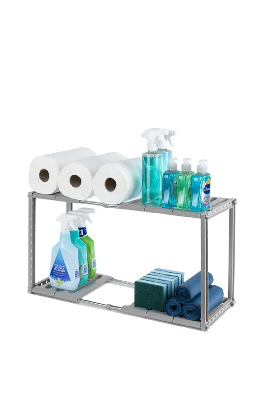 Livivo Under Sink Storage Caddy - Adjustable & Extendable in Grey - Grey