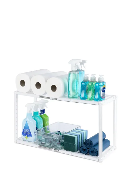 Livivo Under Sink Storage Caddy - Adjustable & Extendable in White White
