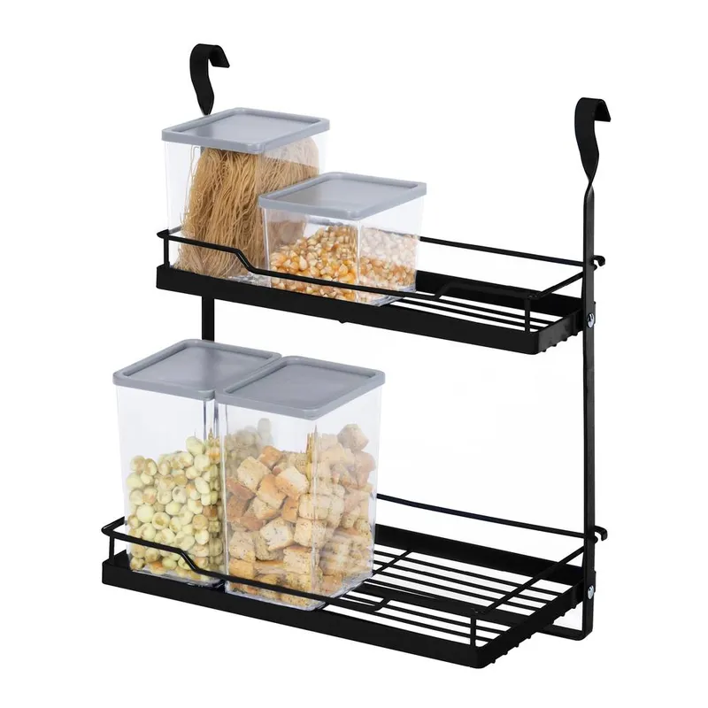 Livivo 2-Tier Hanging Spice Rack in Black - Black - Size: One Size