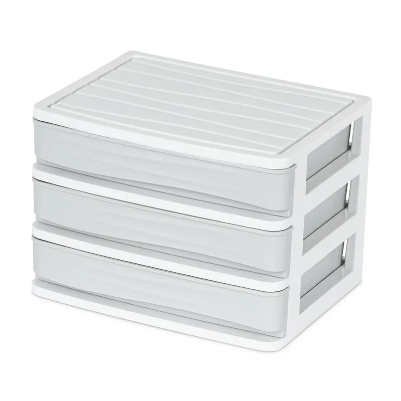 Livivo 3-Drawer Compact Desktop Organiser in Light Grey Light Grey