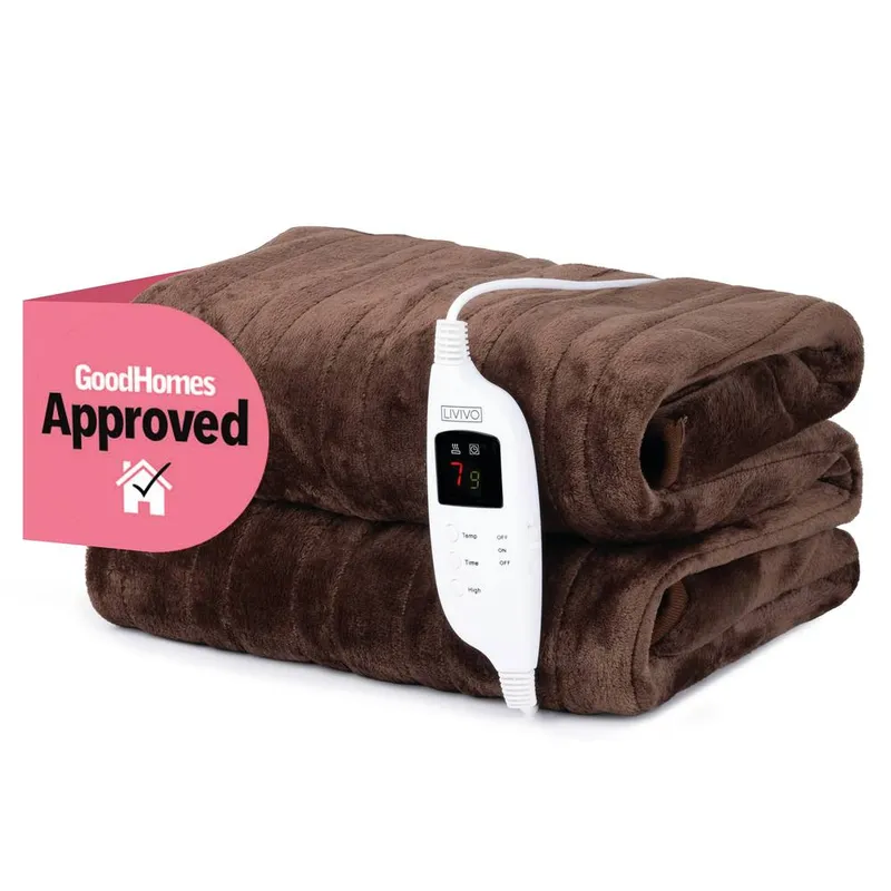 Livivo Electric Heated Blanket in Chocolate Size: 130cm x 160cm - Chocolate