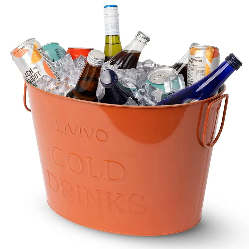 Livivo Galvanised Steel Drinks Bucket - Coral - Coral