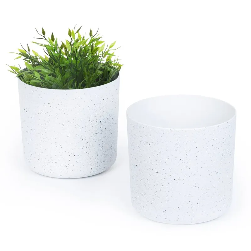 Livivo Indoor Plant Pots - Set of 2, 18cm in White White