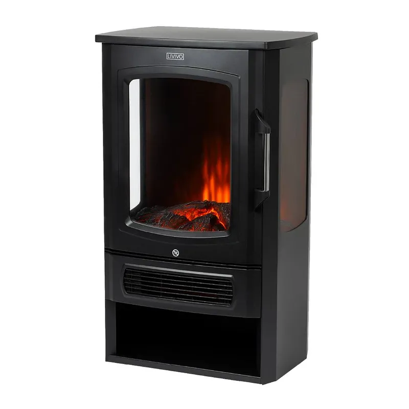 Livivo Unisex Islington Electric Log Burner in Black Black female