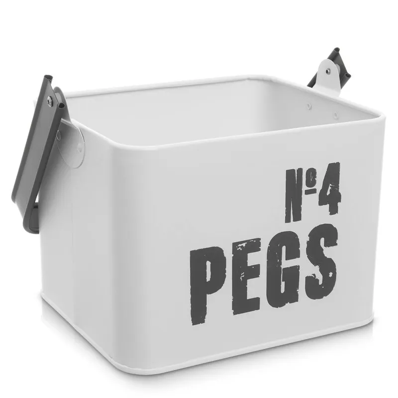 Livivo Laundry Peg Storage Container in White - White
