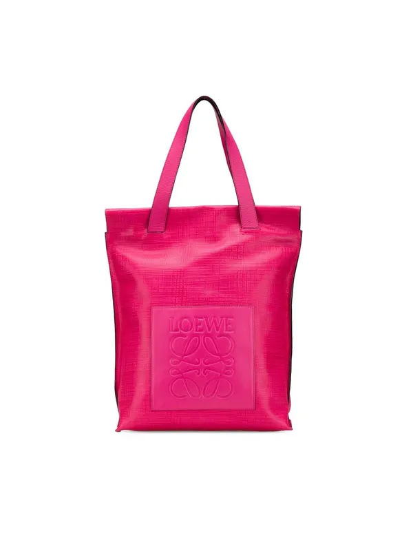 Loewe Women's Preloved Anagram Leather Shopper Tote in Pink Pink female