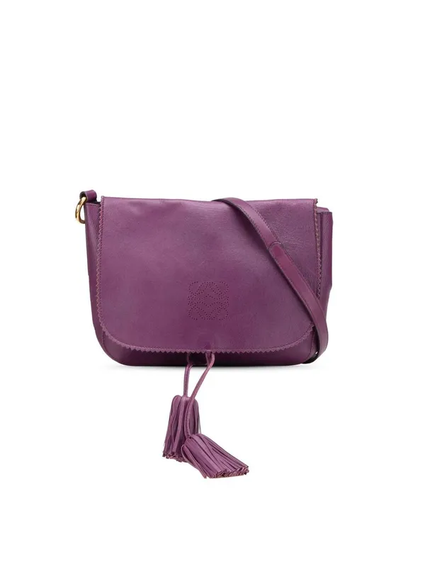 Loewe Women's Preloved Nappa Anagram Tassel Crossbody in Purple Purple female
