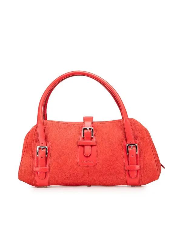 Loewe Women's Preloved Nubuck Senda Handbag in Red - Red - Size: One Size