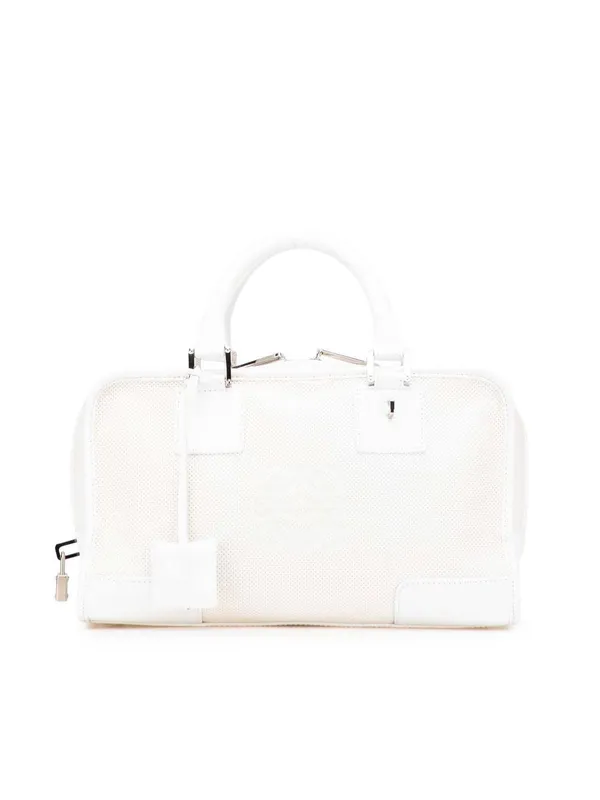 Loewe Women's Preloved Perforated Leather Amazona 28 in White White female