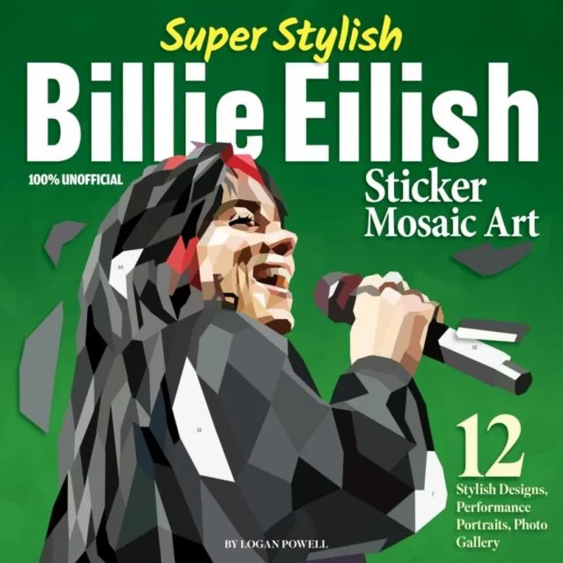 Logan Powell Super Stylish Billie Eilish Sticker Mosaic Art Paperback Book Multicolor