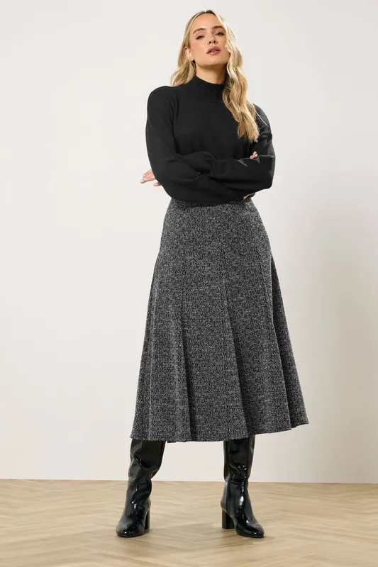 Long Tall Sally Women's Tall Boucle Midi Skirt in Charcoal Size: 18 - Charcoal
